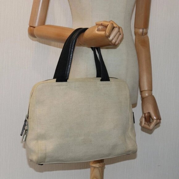 PRADA Hand Bag Canvas Beige Auth - Picture 1 of 16